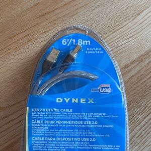New Dynex USB 2.0 Device A Male to B Printer Cable w Gold Plated Connectors 6'